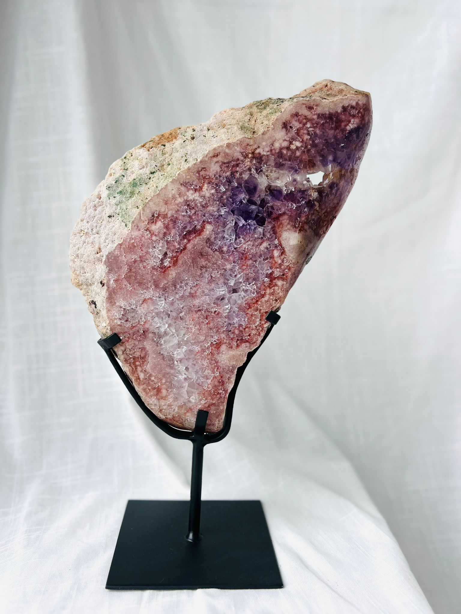 Pink and Purple Amethyst on Stand