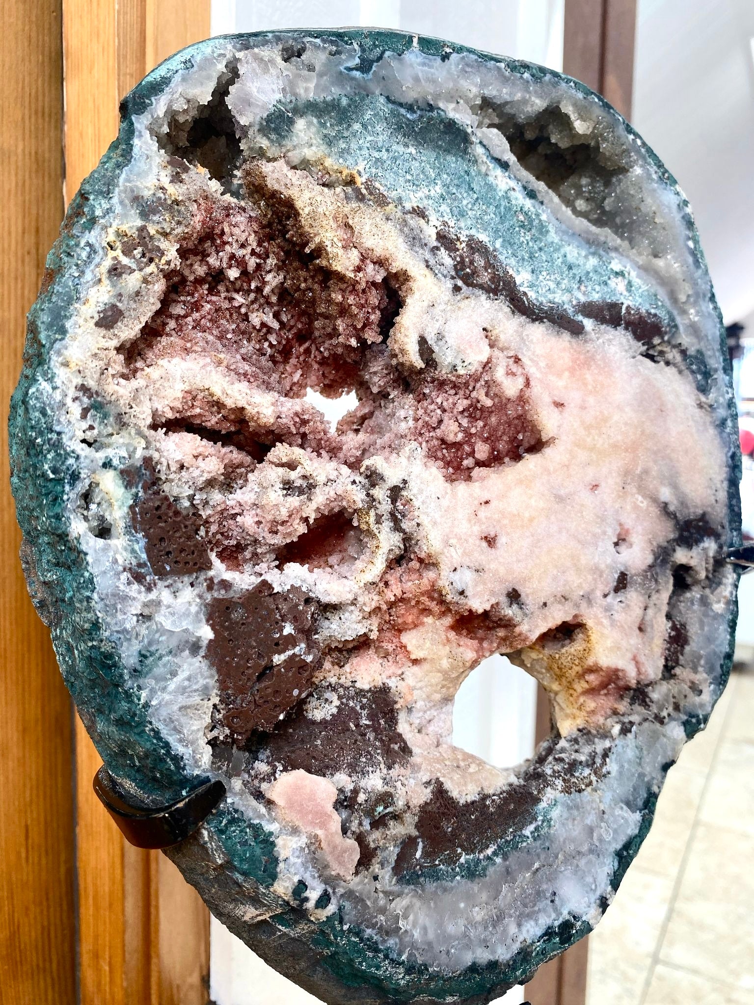 Large Pink Amethyst on Stand