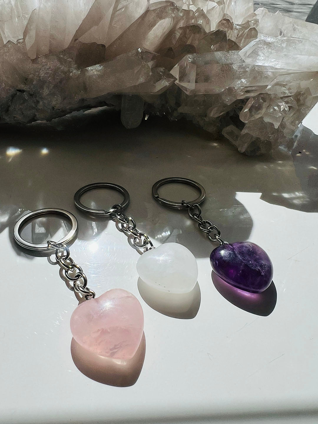 Amethyst Heart Keychain