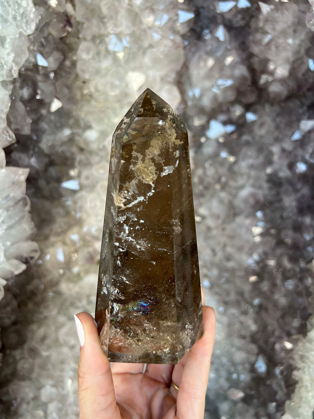 Smoky Quartz with rainbow Point