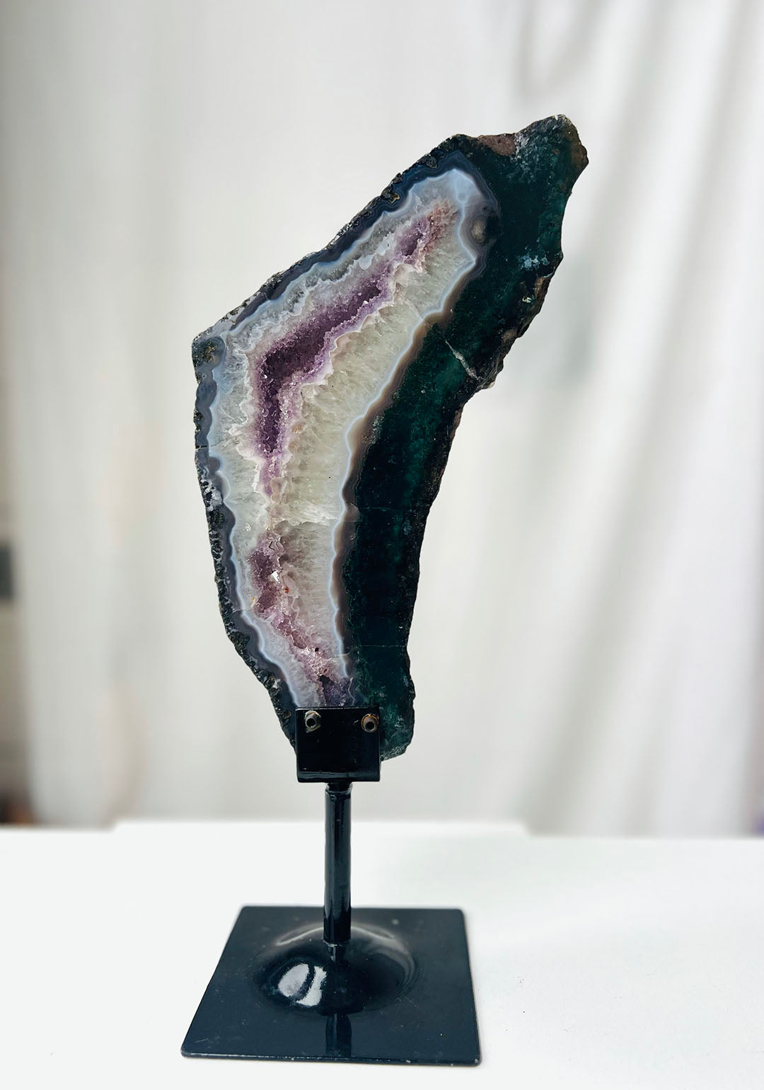 Large Agate with Amethyst  on Stand