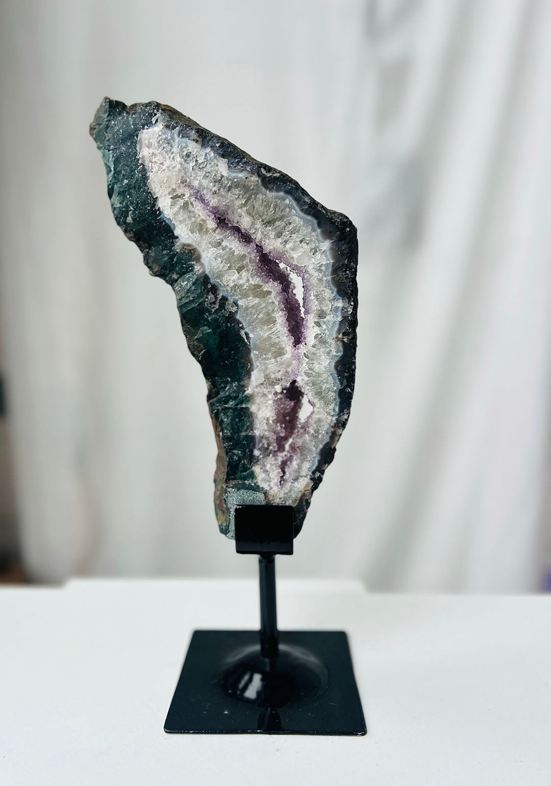 Large Agate with Amethyst  on Stand