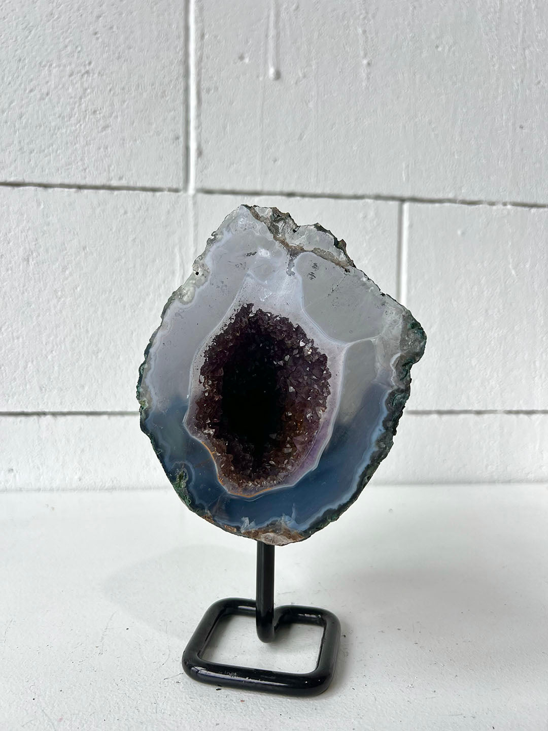 Agate with Amethyst on Stand