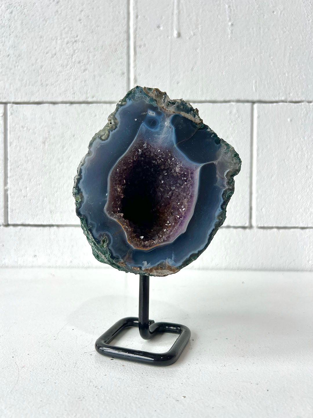 Agate with Amethyst on Stand