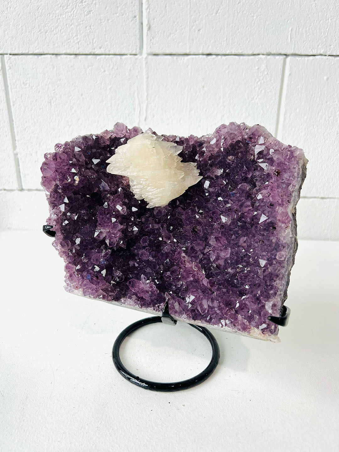 Amethyst with Calcite on Stand