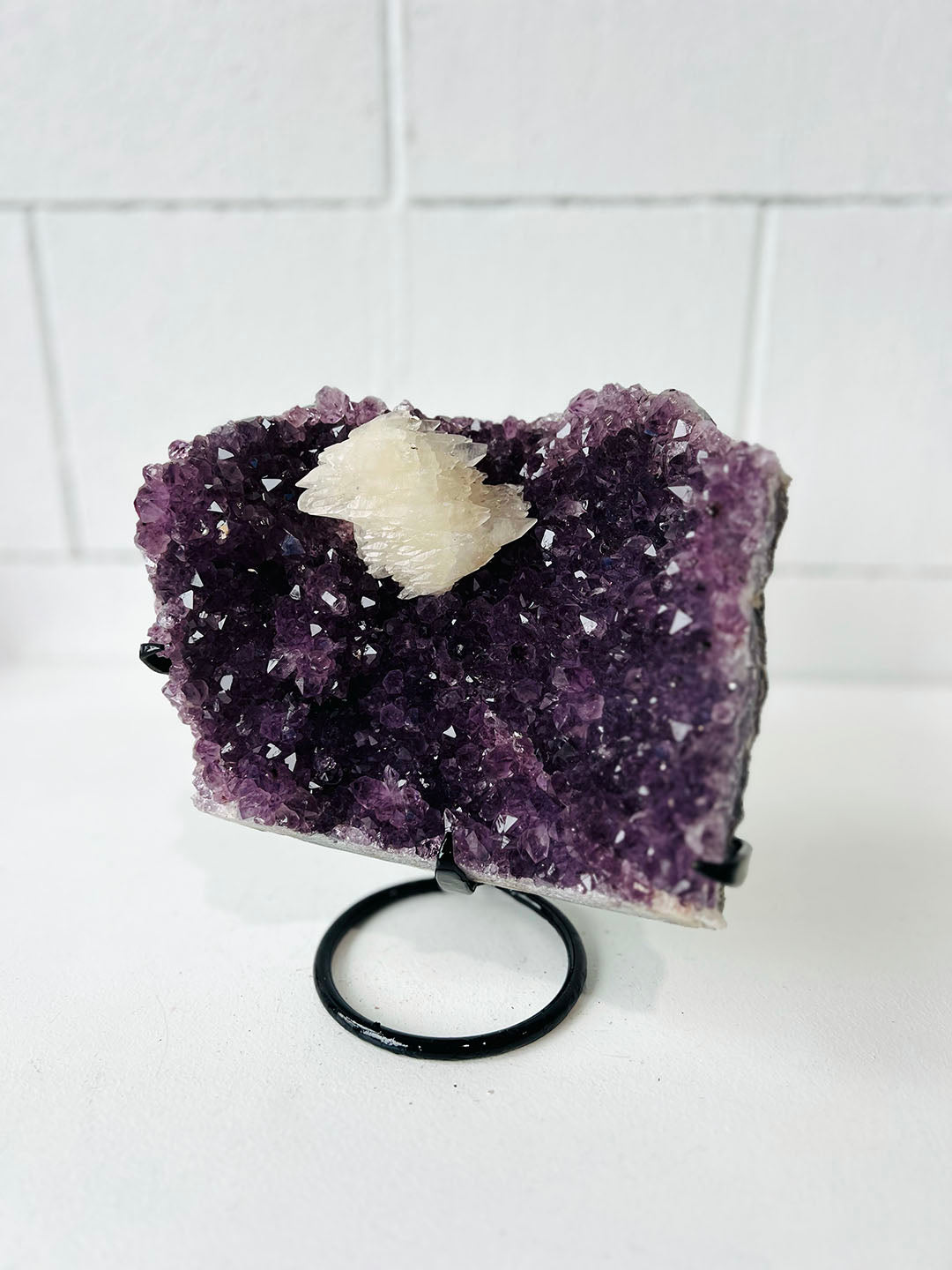 Amethyst with Calcite on Stand