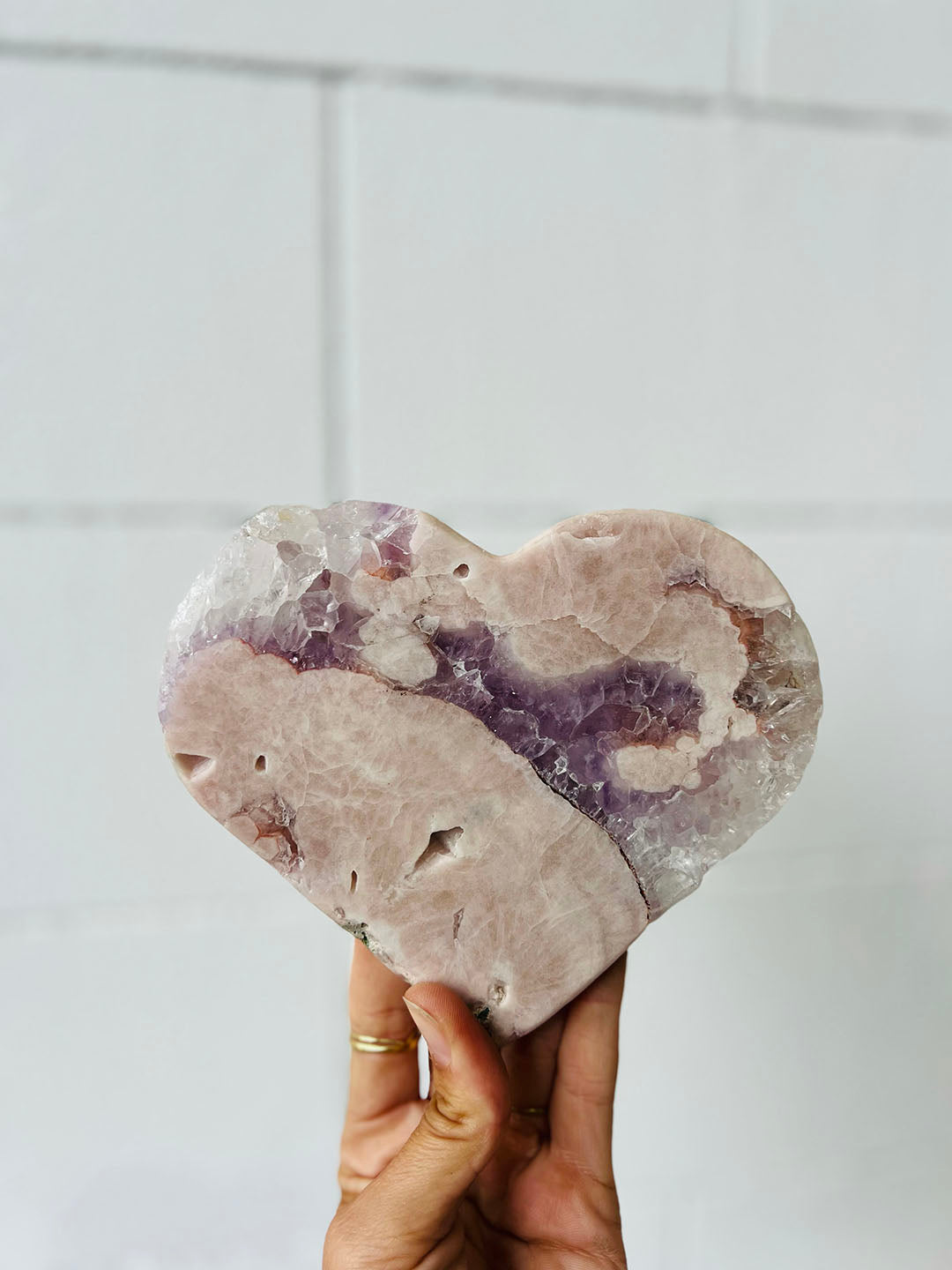 Pink with Purple Amethyst Heart