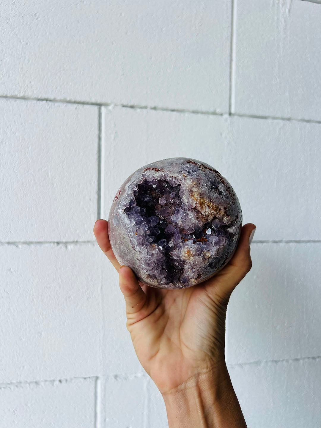 Pink with Purple Amethyst Sphere