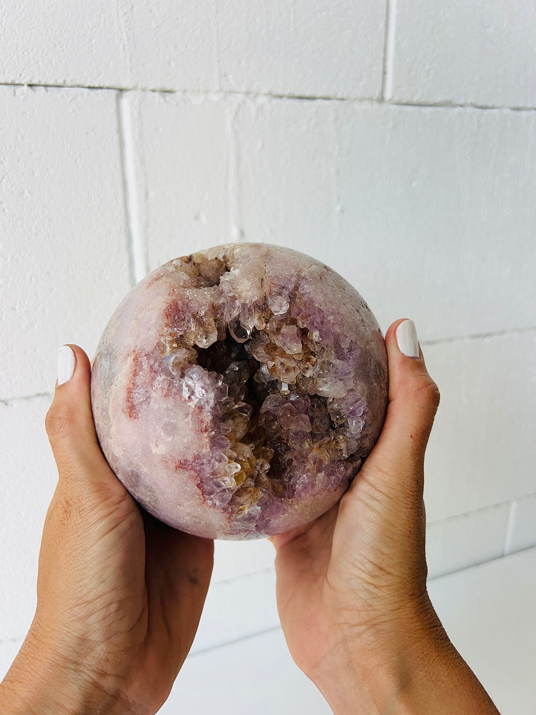 Large Pink with Purple Amethyst Sphere