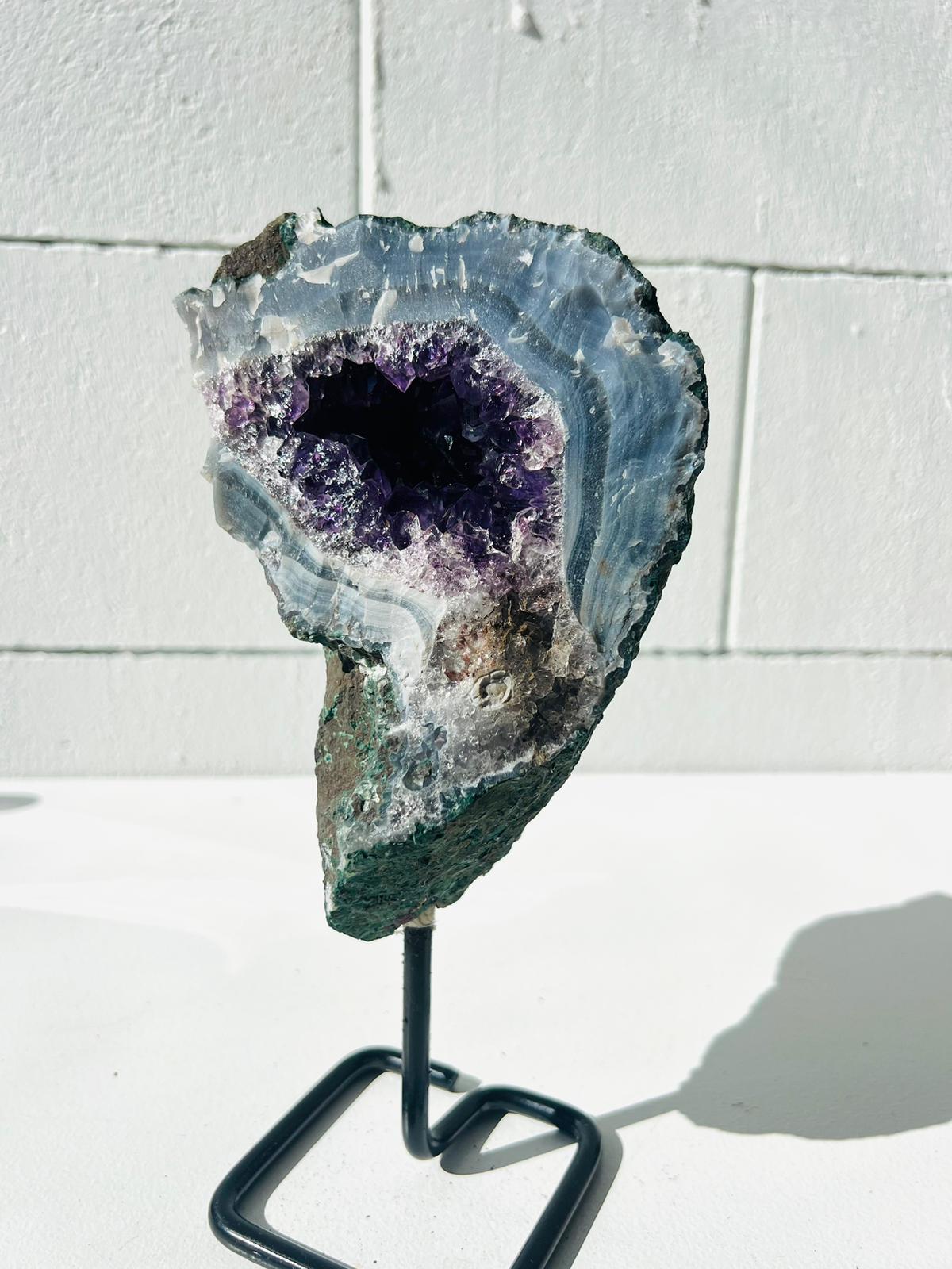 Amethyst with Agate on Stand