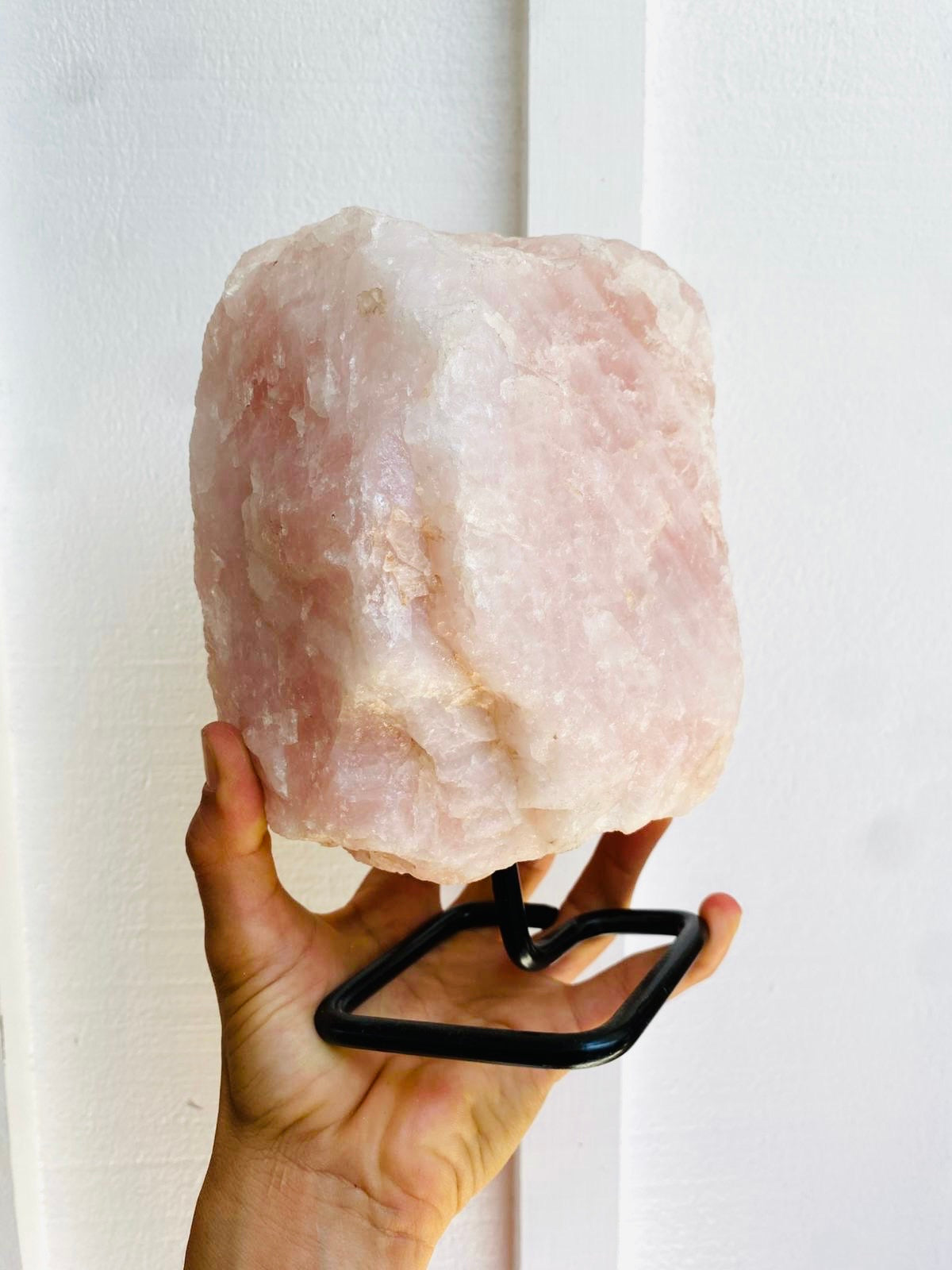 Raw Rose Quartz on Stand