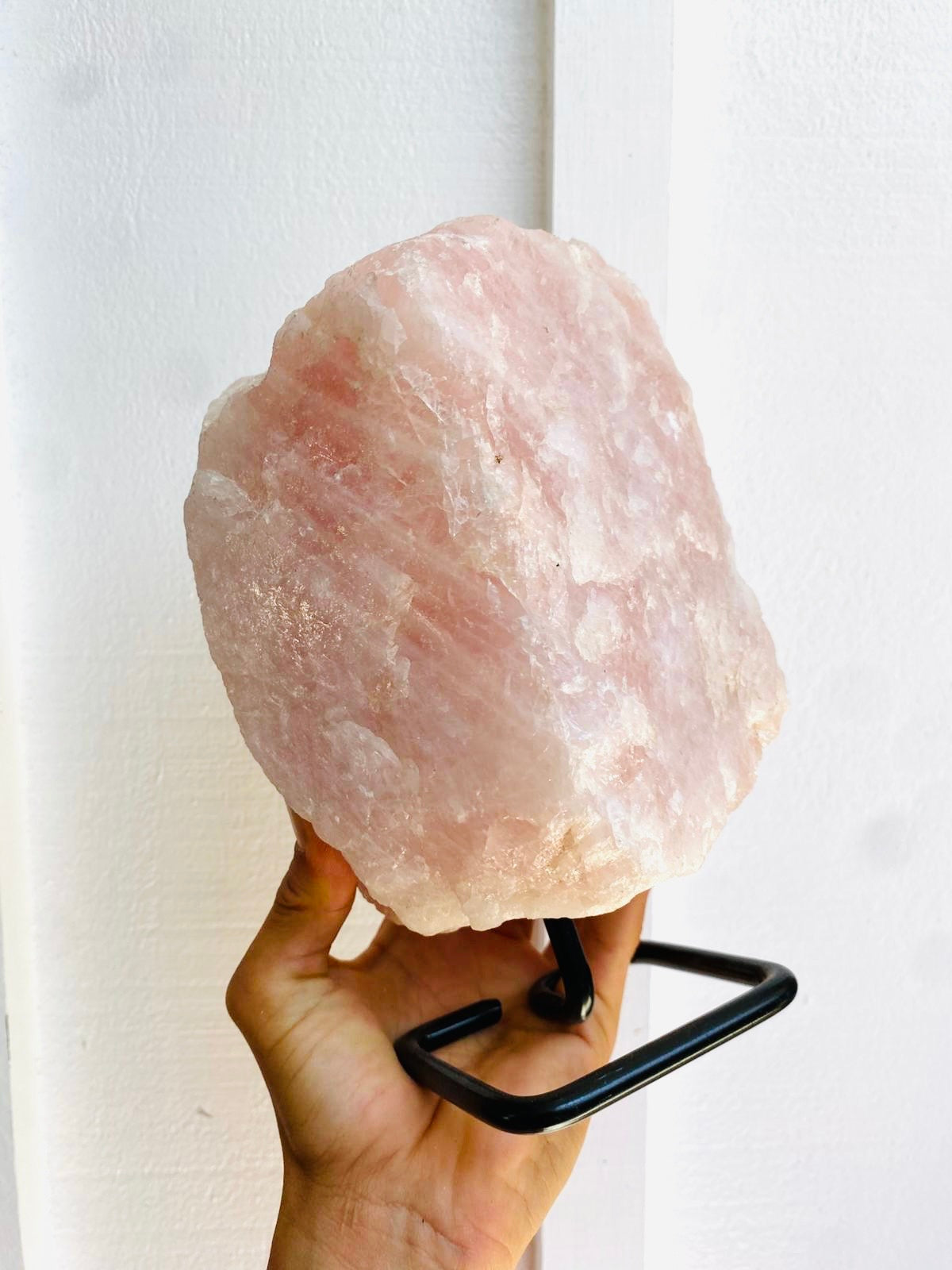 Raw Rose Quartz on Stand