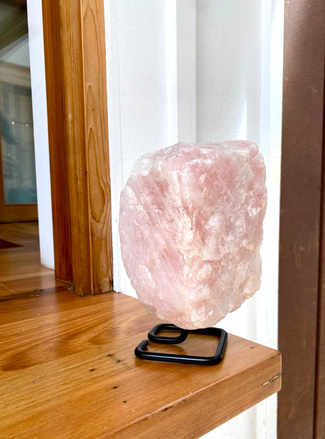 Raw Rose Quartz on Stand